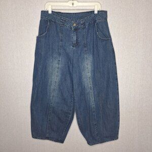 💙 Jen Jeans Wide leg Cropped Denim Barrel / Balloon Silhouette Waist 34 Relaxed